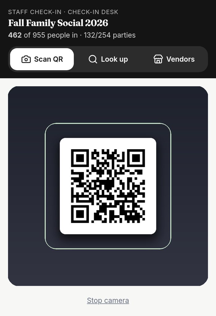 Staff check-in scanner